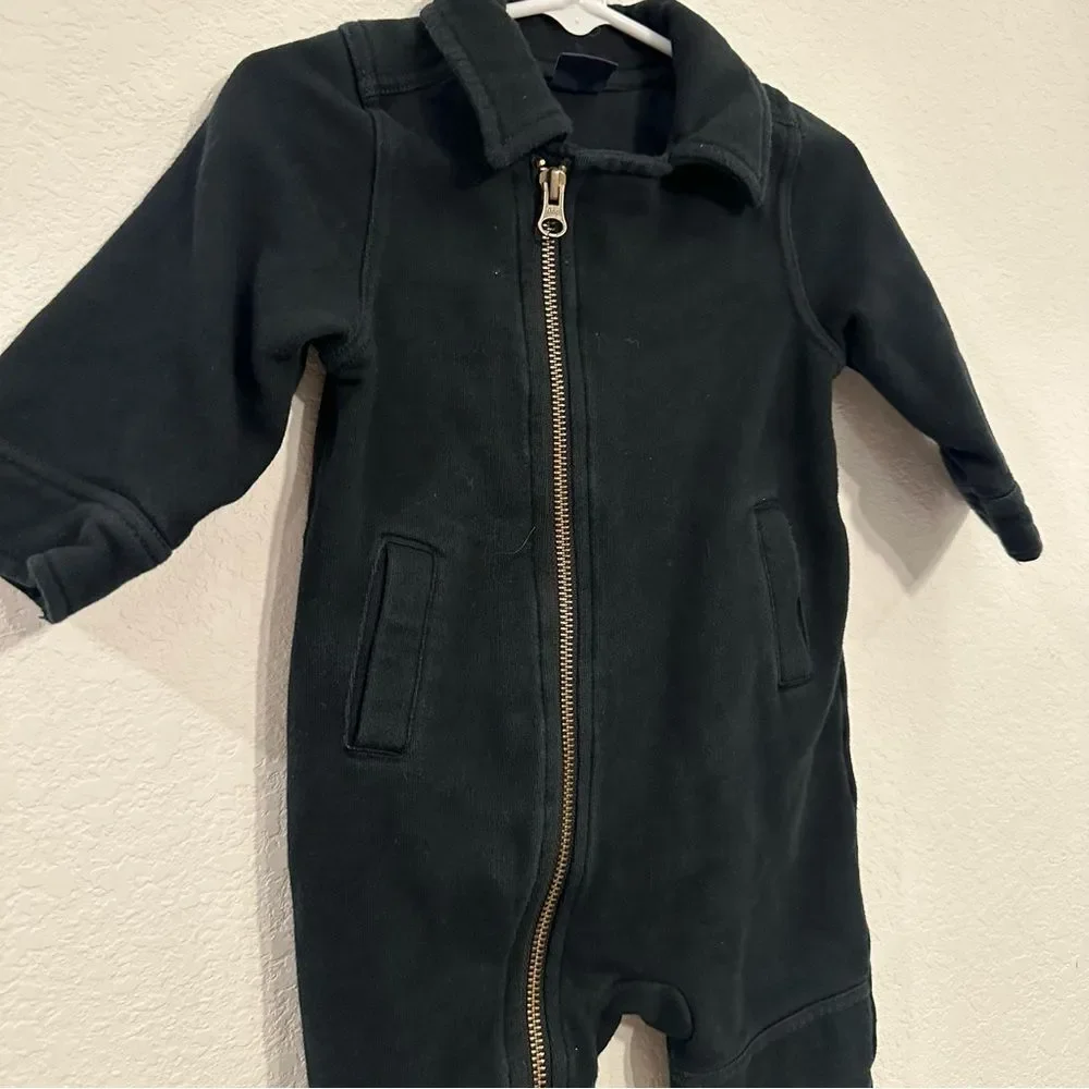 Baby GAP Black One Piece Outfit Infant 6-12 Month Gold Zipper Bougie Moto Romper